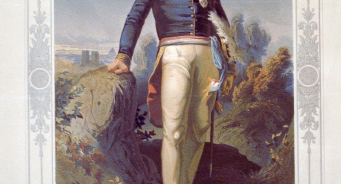 print illustration of the Marquis de Lafayette 